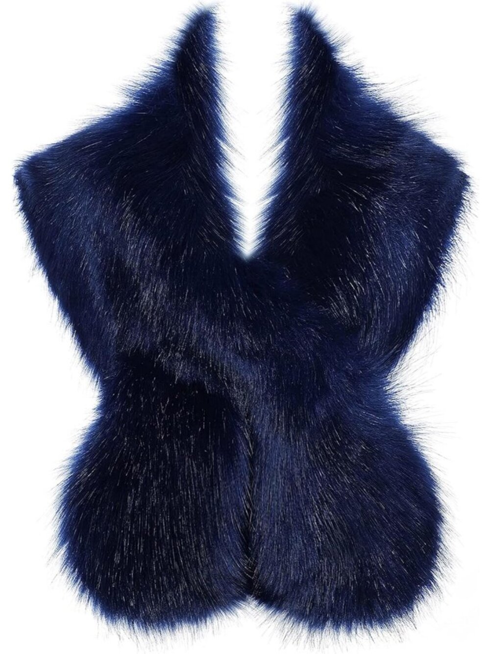Babeyond Women' Blue Faux Fur Shawl Synthetic Stylish Collar Wrap Scarf